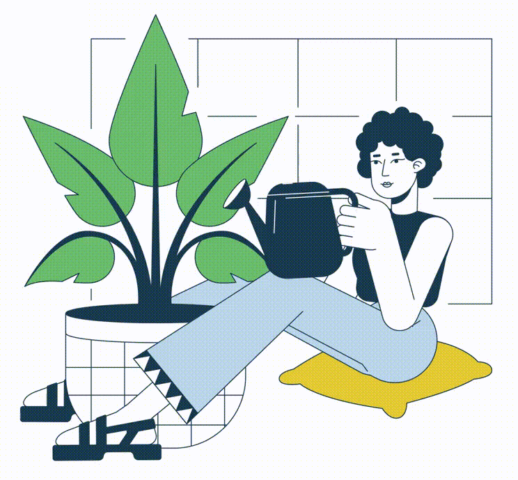 Woman watering plants